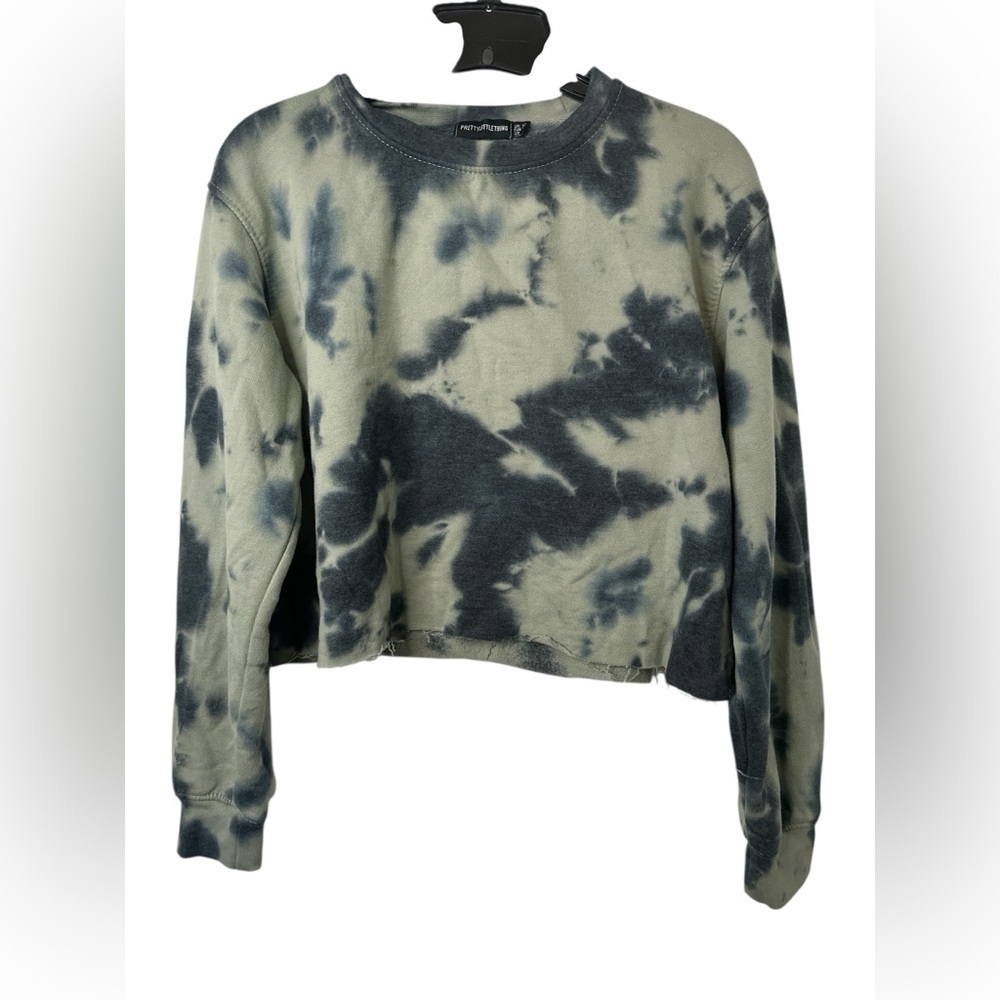 PrettyLittleThing Green Cropped Tie-Dye Sweatshirt